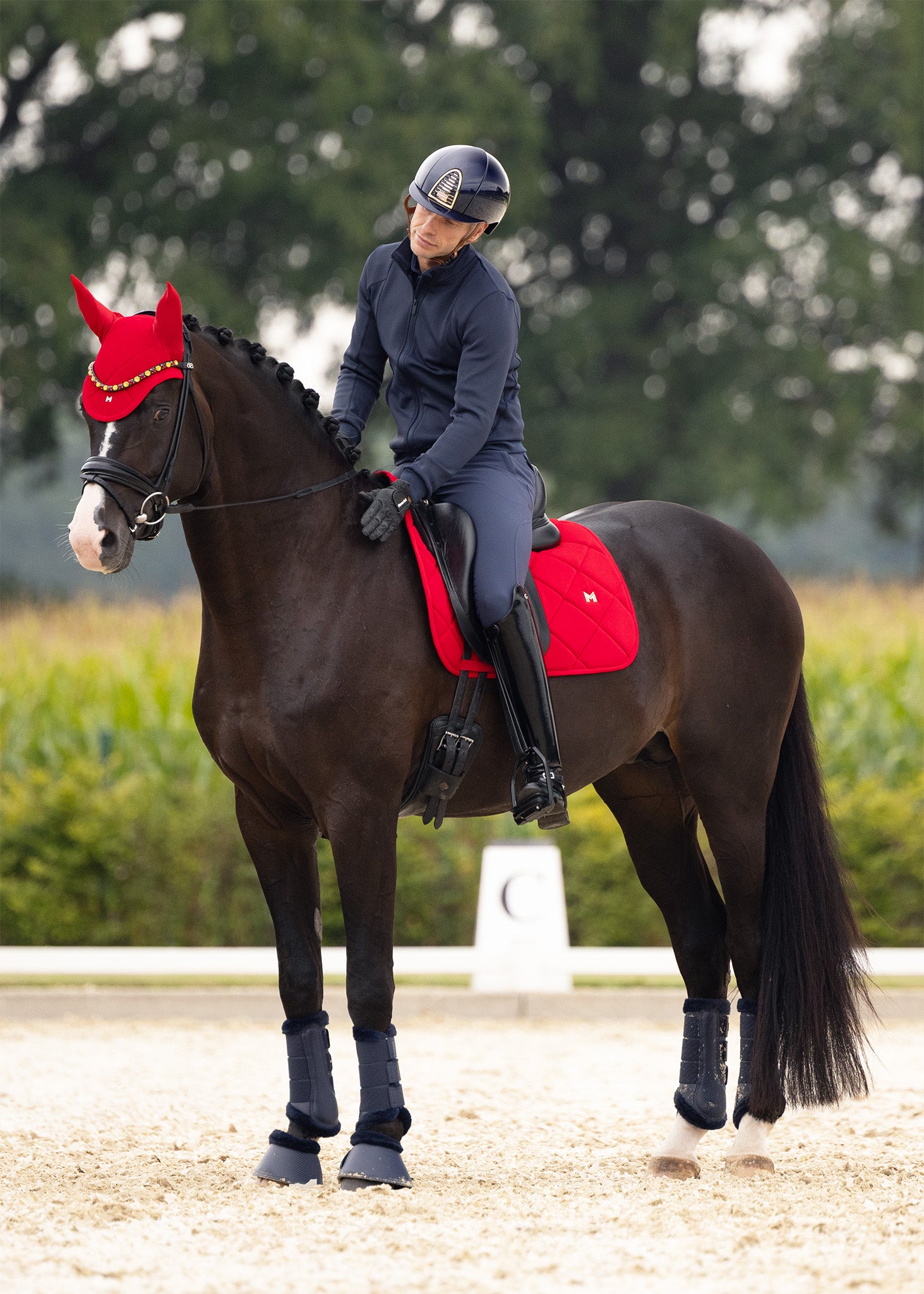 Tapis De Selle Dressage PRI - Velours Côtelé Coton, 21" épine, 30" Long, Blanc, Occasion