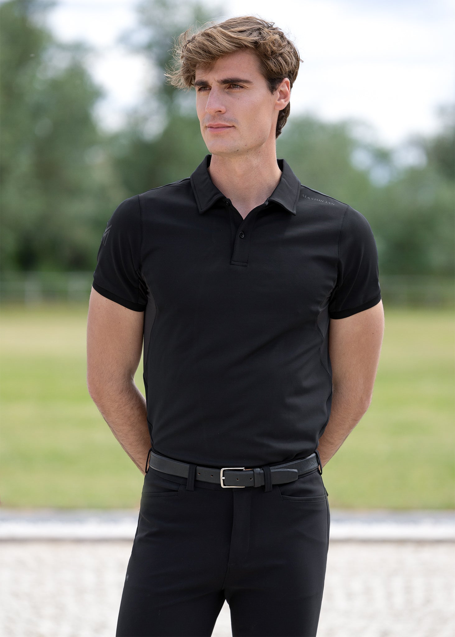 Maximilian Equestrian Cross Polo Shirt (Black) S