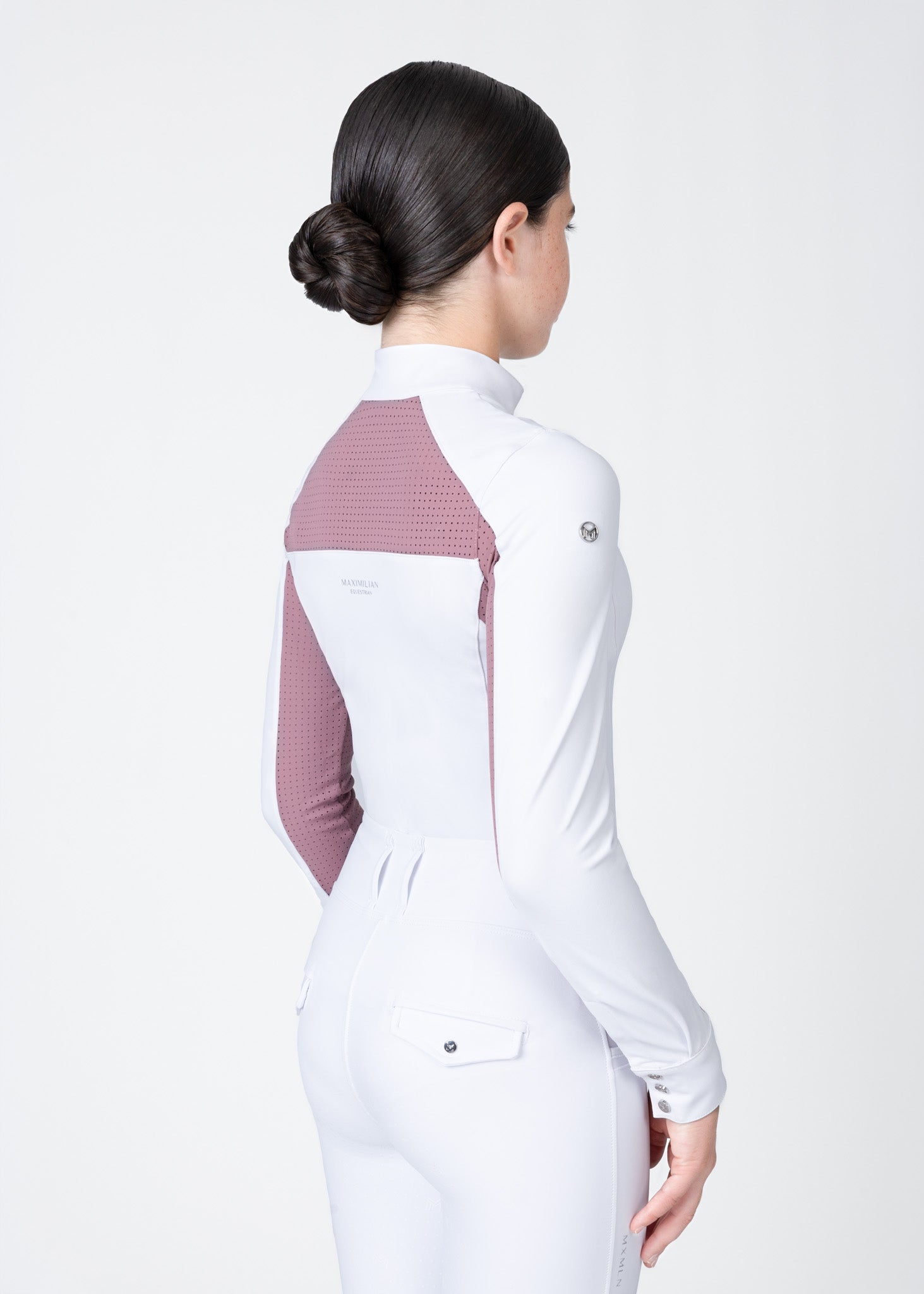 YR Aveen Long Sleeve Show Shirt (White/Mauve)
