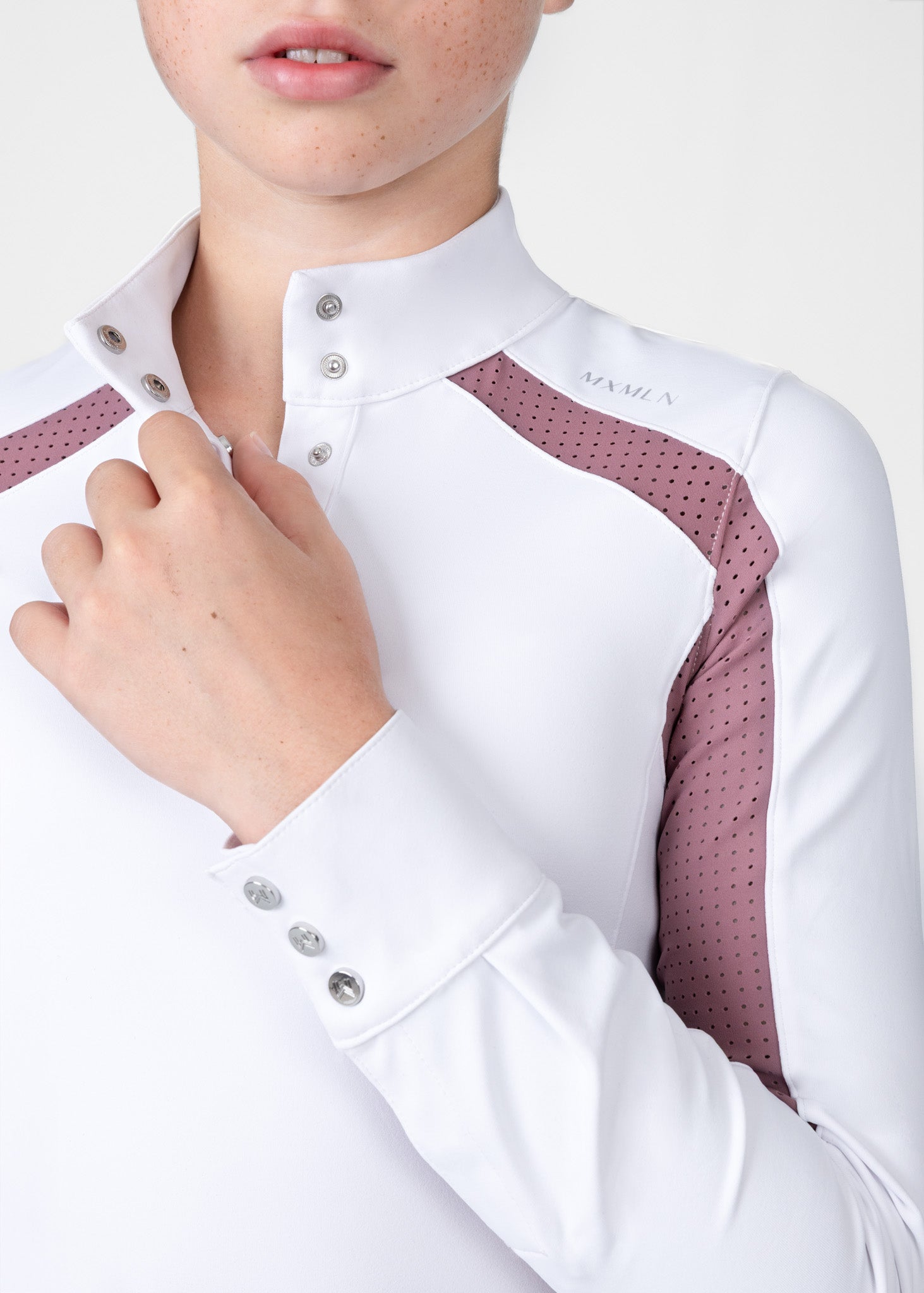 YR Aveen Long Sleeve Show Shirt (White/Mauve)