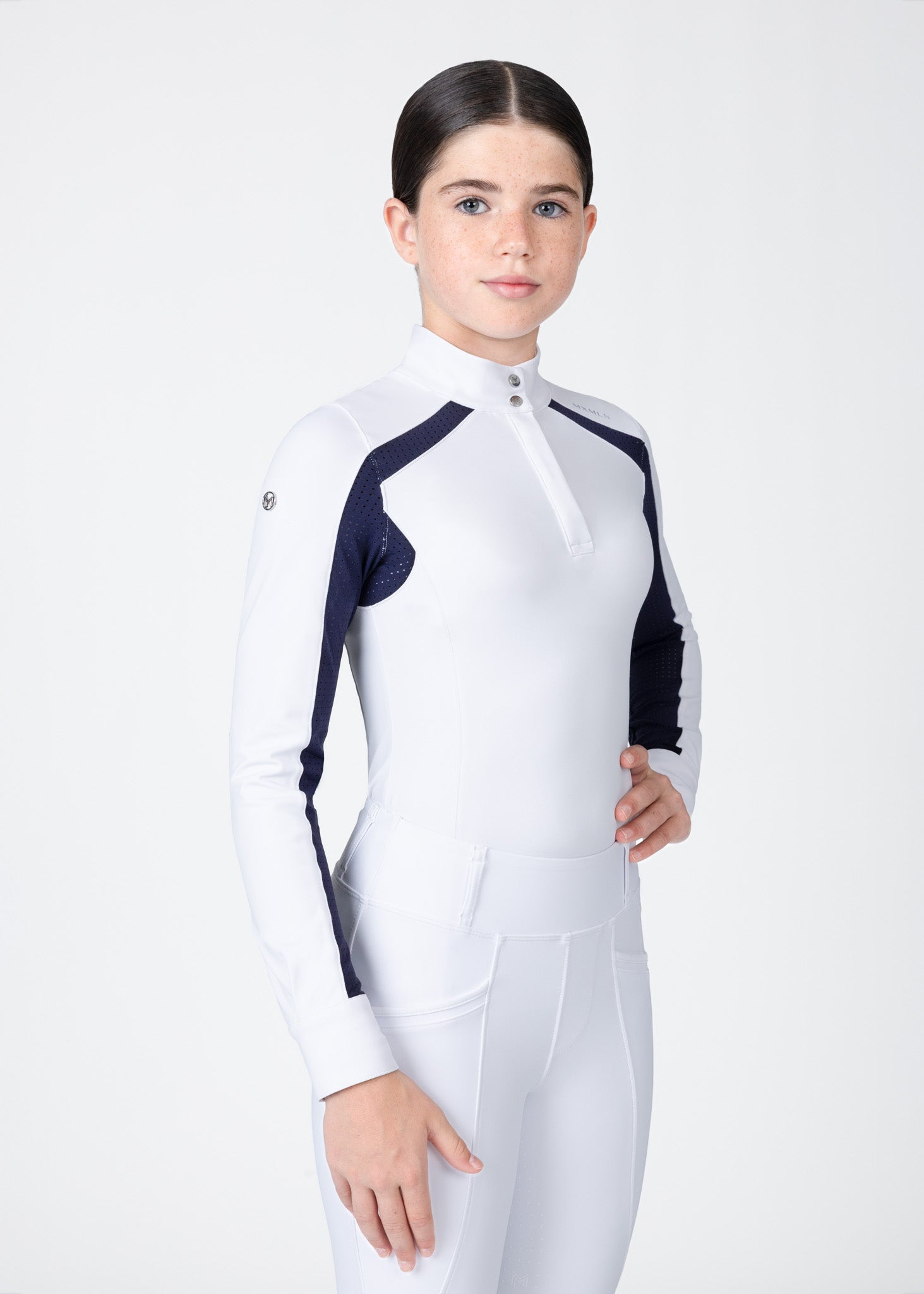 YR Aveen Long Sleeve Show Shirt (White/Navy)