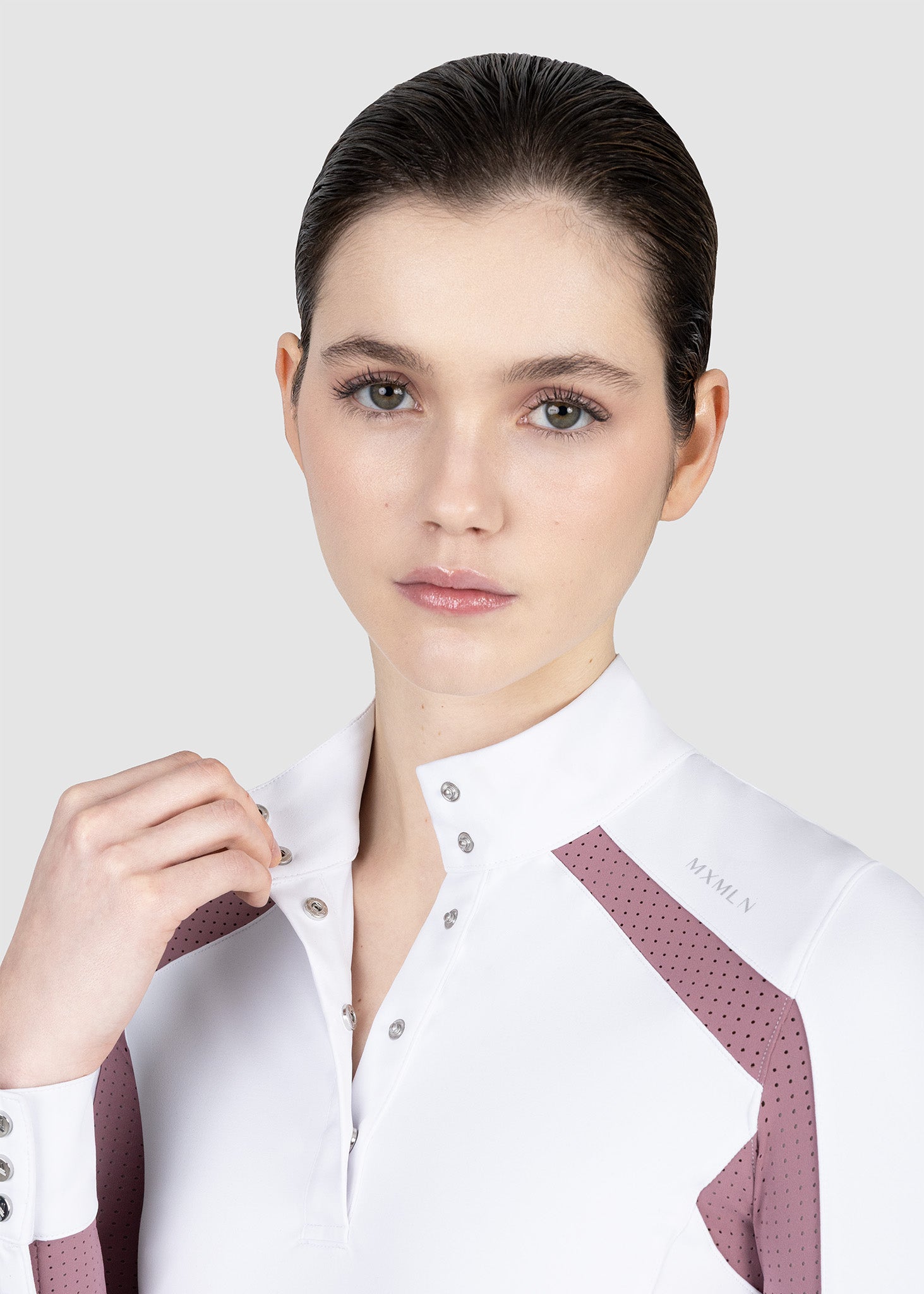 Aveen Long Sleeve Show Shirt (White/Mauve)