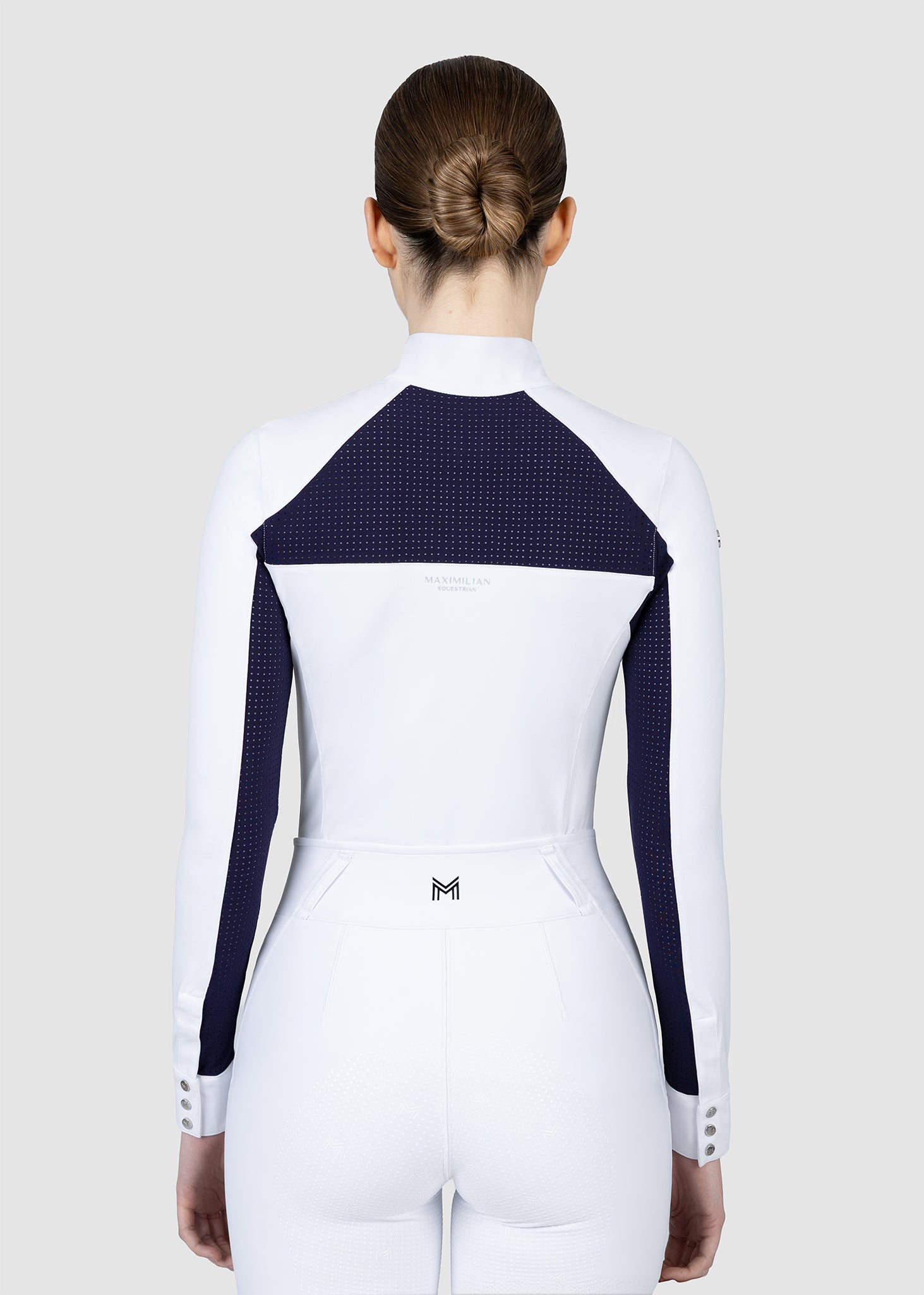 Aveen Long Sleeve Show Shirt (White/Navy)