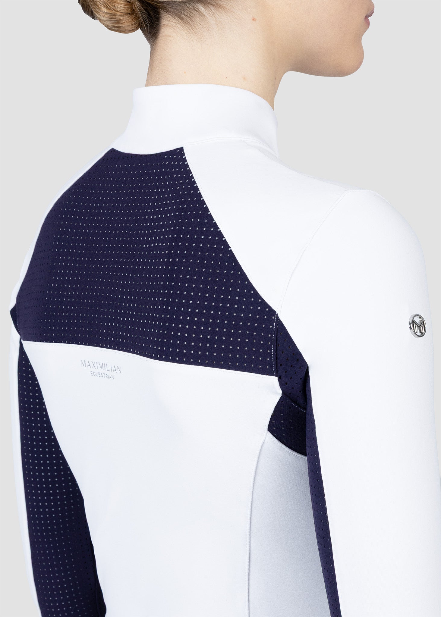 Aveen Long Sleeve Show Shirt (White/Navy)