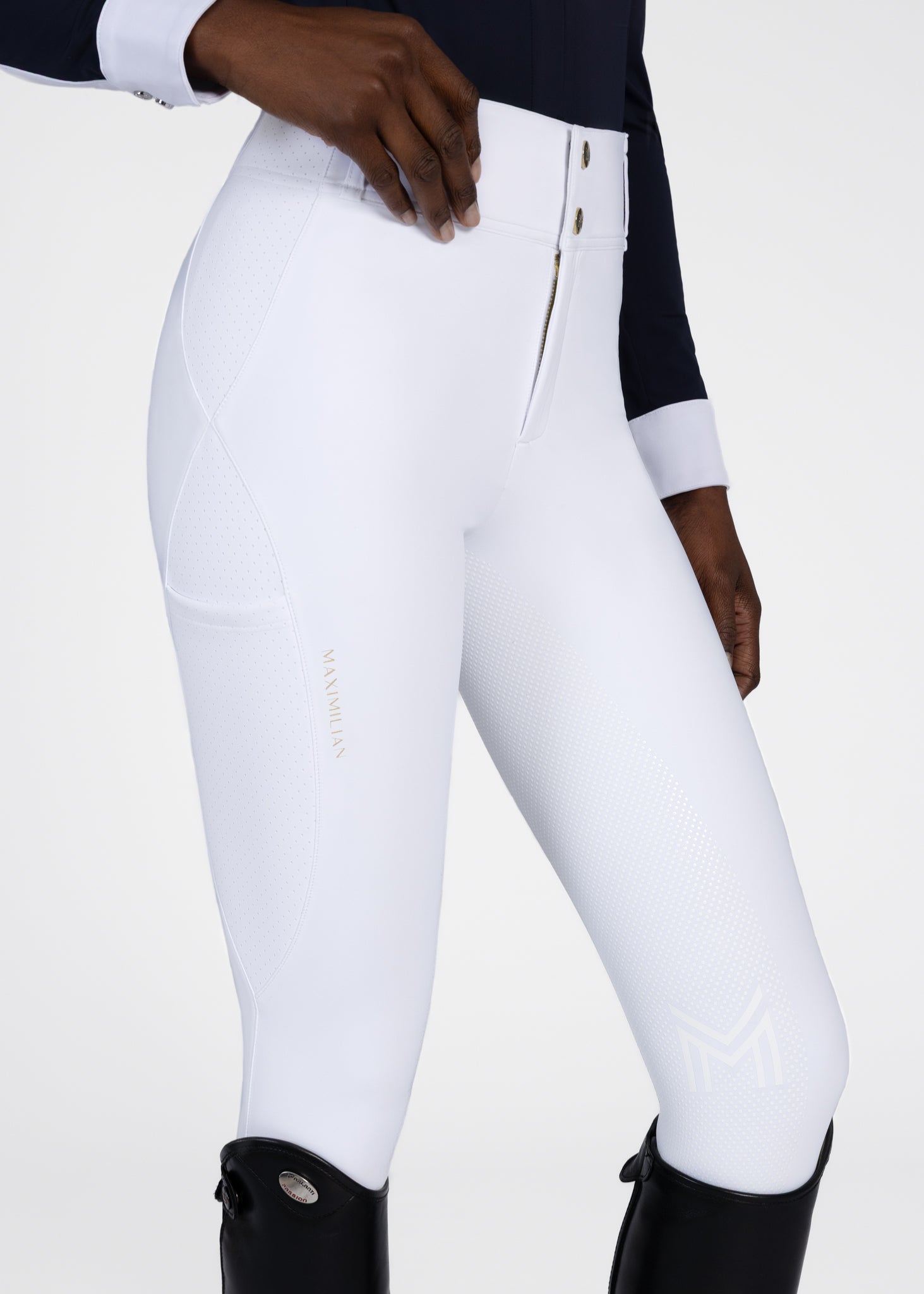 Aero Breeches (White/Gold) – Maximilian Equestrian