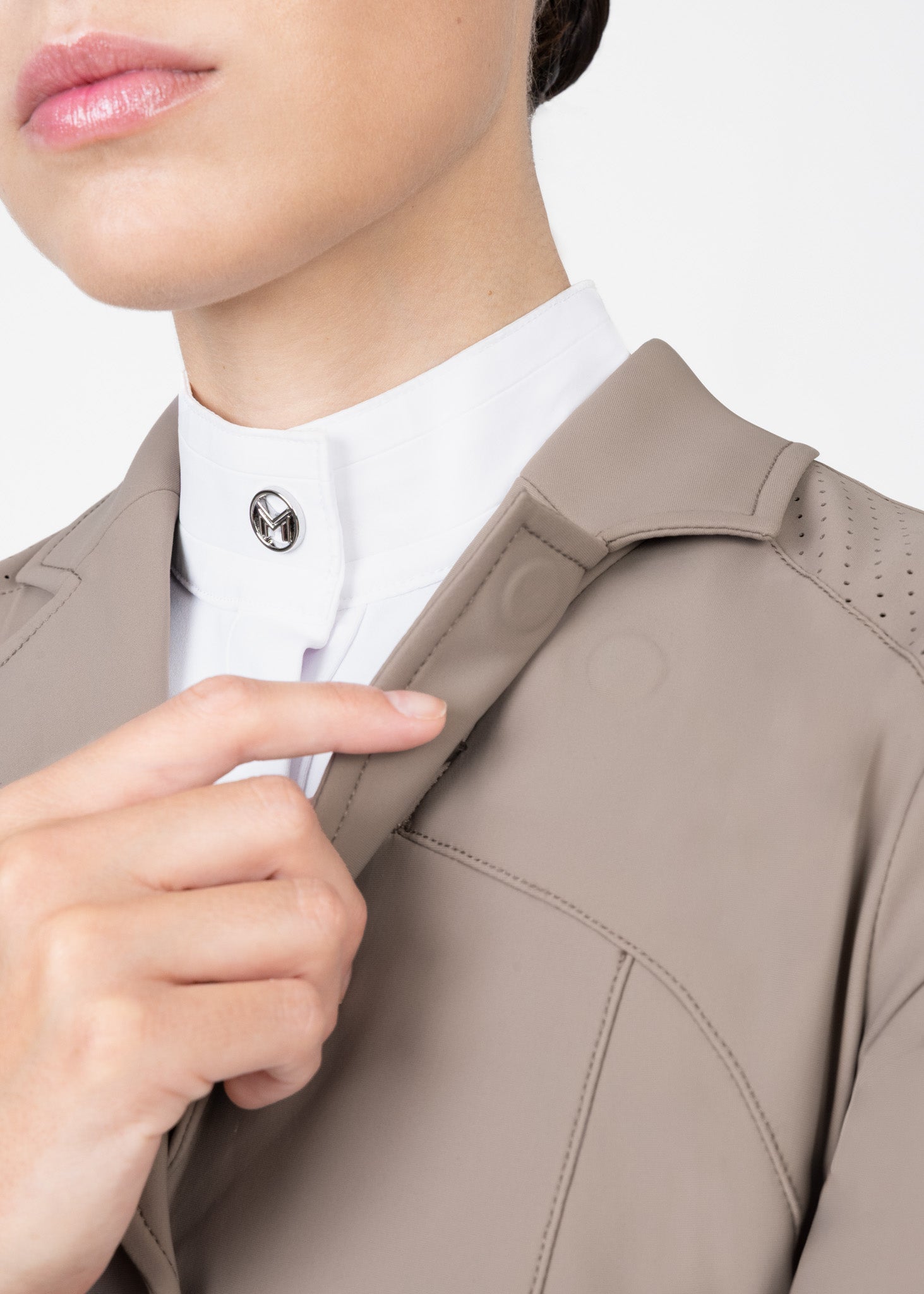 aura mini dress in mocha metallic Aura Show Jacket (Taupe) – Maximilian Equestrian
