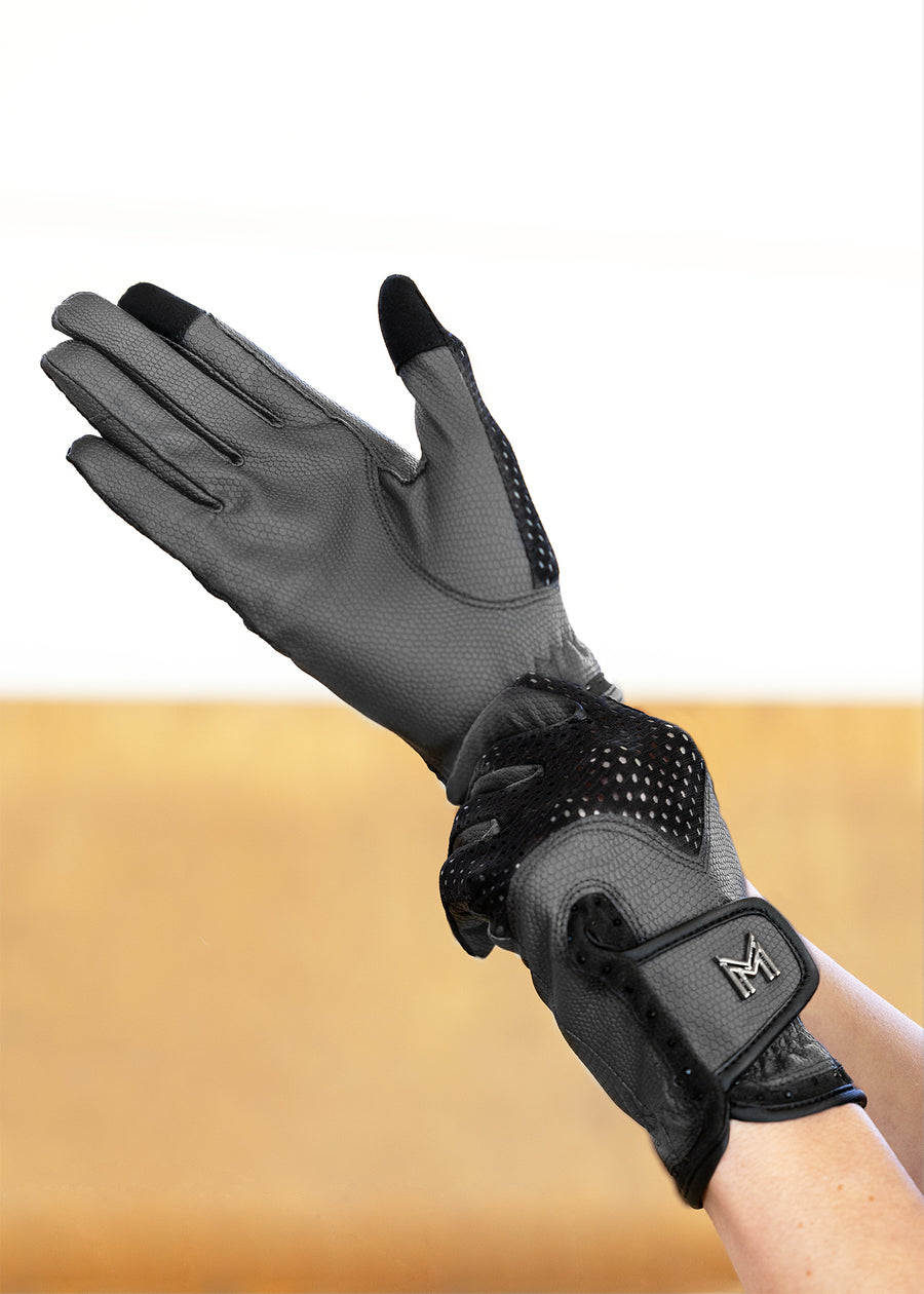 Ava Riding Gloves (Grey/Black)