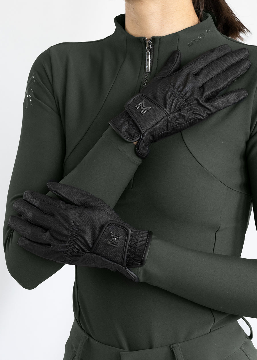 Emblem Riding Gloves (Black)