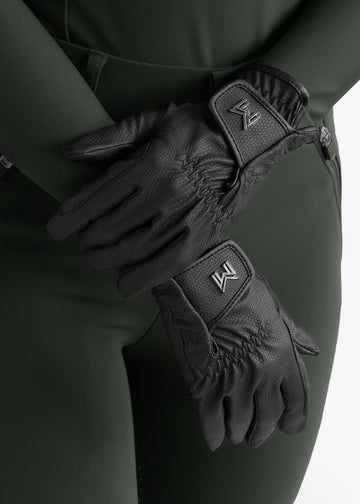 Emblem Riding Gloves (Black)