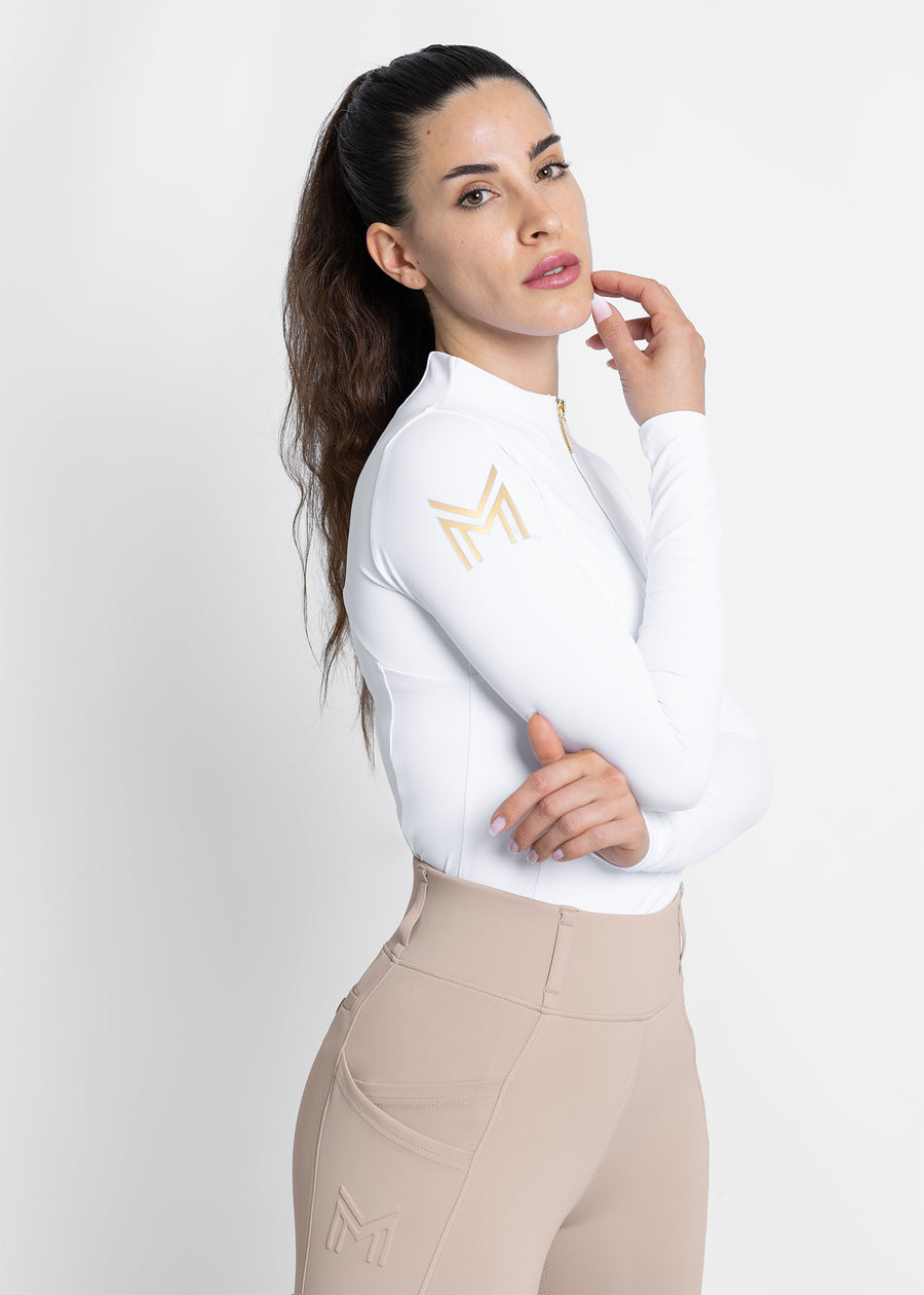 Long Sleeve Base Layer (White/Gold)