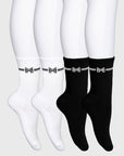 4-Pack Rise Sports Socks (Black/White)