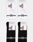 4-Pack Rise Sports Socks (Black/White)